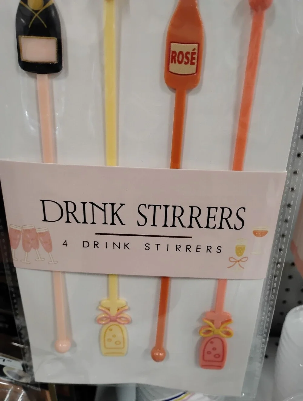 Party Drink Stirrers - Pink, Yellow & Orange